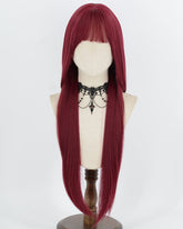 30Inch Long Straight Wine Red Synthetic Wig HW887