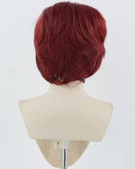 Wine Red Short Synthetic Lace Front Wig MW017