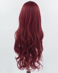 Wine Red Long Wavy Synthetic Wig HW751