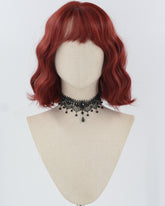 Short Wavy Wine Red Synthetic Wig HW586
