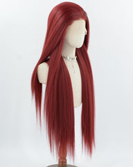 Wine Red Yaki Synthetic Lace Front Wig WW1051
