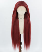 Wine Red Yaki Synthetic Lace Front Wig WW1051