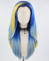 Yellow Blue Ombre Synthetic Lace Front Wig WW692
