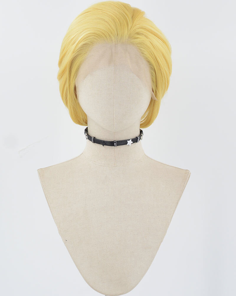 Yellow Short Synthetic Lace Front Men's Wig MW023