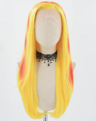 Yellow Ombre Orange Synthetic Lace Front Wig WW774