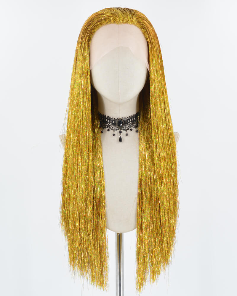 Yellow Tinsel Straight Lace Front Wig WW714