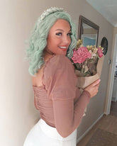 Green Curly Short Synthetic Lace Front Wig WT113