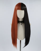 Half Black Half Cooper Red Synthetic Wig HW105