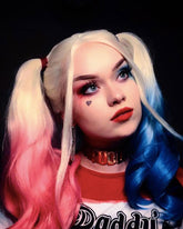 Half pink Half Blue Synthetic Lace Front Wig WT065