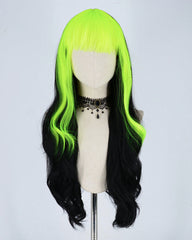 Neon Green Black Synthetic Wig HW127