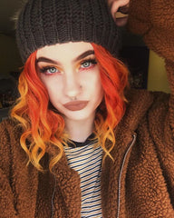 Short Curly Orange Synthetic Lace Front Wig WW016