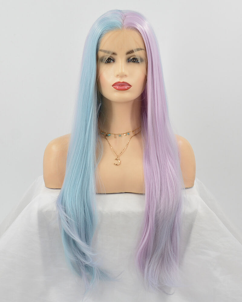 Mermaid Half Blue Half Purple Synthetic Lace Front Wig WT091