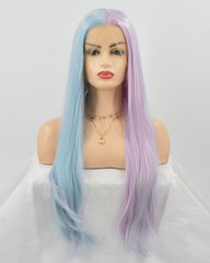 Mermaid Half Blue Half Purple Synthetic Lace Front Wig WT091