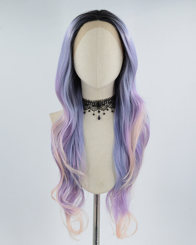 Ombre Mixed Purple Synthetic Lace Front Wig WT188