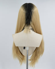 Ombre Blonde Curly Synthetic Lace Front Wig WT189