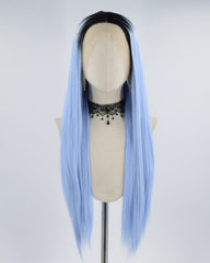 Blue Straight Synthetic Lace Front Wig WW031