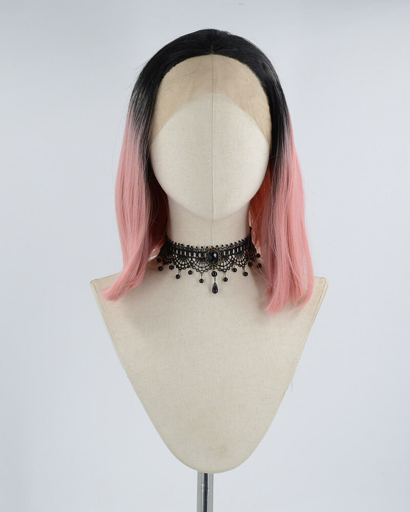 Short Ombre Pink Synthetic Lace Front Wig WW240