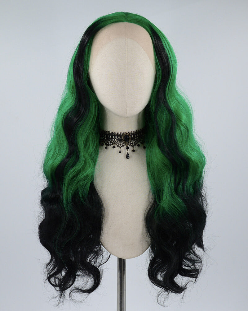 Green Black Synthetic Lace Front Wig WW468