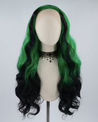 Green Black Synthetic Lace Front Wig WW468