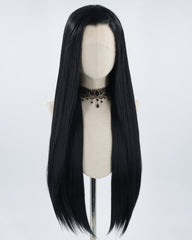 32 Inch Long Black Synthetic Lace Front Wig WW169