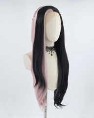 Half Pink Half Black Synthetic Lace Front Wig WT212