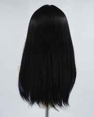 Blue Streaked Black Synthetic Wig HW198