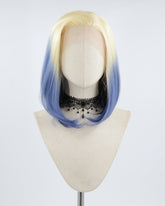 Blonde Ombre Blue Short Synthetic Lace Front Wig WW496