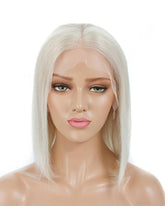 Platinum Blonde Virgin Human Hair Short Lace Front Wig HT002