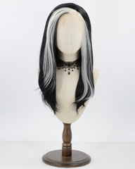 Platinum Blonde Streaked Black Synthetic Lace Front Wig WW280