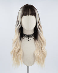 Blonde Streaked Brown Synthetic Wig HW226