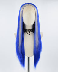 Blue Streaked Synthetic Lace Front Wig WW325