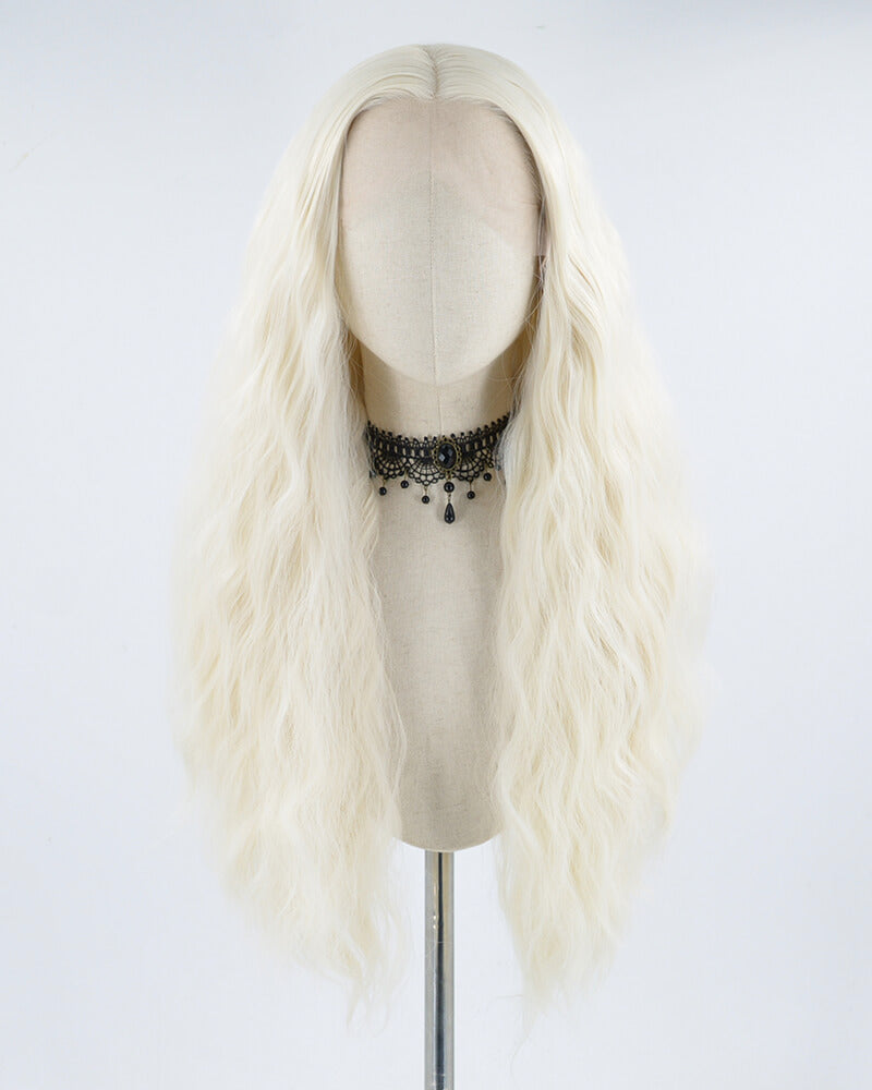 Platinum Blonde Curly Synthetic Lace Front Wig WW334