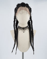 Black Braided Synthetic Lace Front Wig WW312