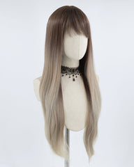 Brown Ombre Grey Synthetic Wig HW147