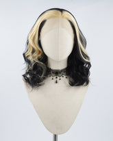 Blonde Streak Black Wavy Synthetic Lace Front Wig WW502