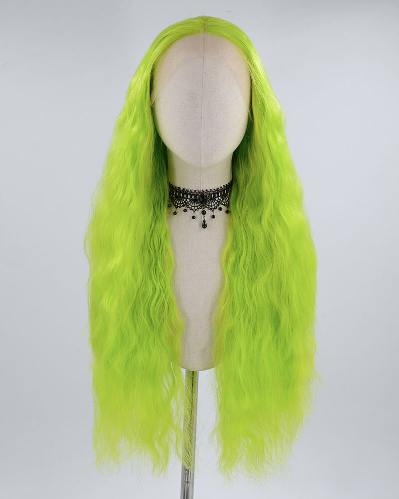 Neon Green Long Curly Synthetic Lace Front Wig WW413