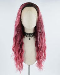 Ombre Curly Wine Red Synthetic Lace Front Wig WW384