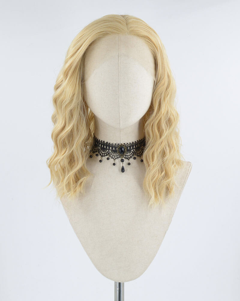 Curly Short Blonde Brown Synthetic Lace Front Wig WW345