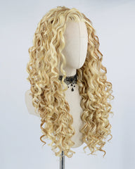 Mixed Blonde Brown Curly Synthetic lace Front Wig WW313