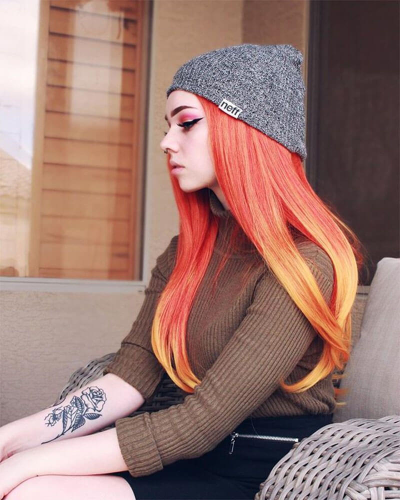 Mixed Orange Synthetic Lace Front Wig WW012