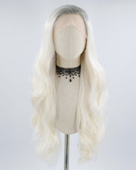 Gray Ombre Platinum Blonde Synthetic Lace Front Wig WW403