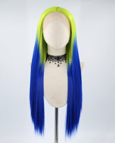 Green Ombre Blue Straight Synthetic Lace Front Wig WW466