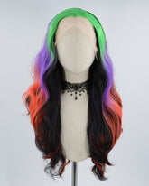 Green Ombre Purple Red Black Synthetic Lace Front Wig WW444