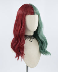 Half Red Half Green Synthetic Wig HW169