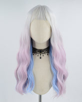 Silver Grey Ombre Purple Blue Synthetic Wig HW195