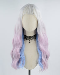 Silver Grey Ombre Purple Blue Synthetic Wig HW195