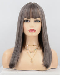 Grey Pink Synthetic Wig HW115