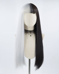 Half Silver Half Grey Synthetic Wig HW137