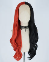 Half Black Half Red Synthetic Lace Front Wig WW116