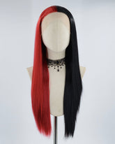 Half Red Half Black Synthetic Lace Front Wig WW366